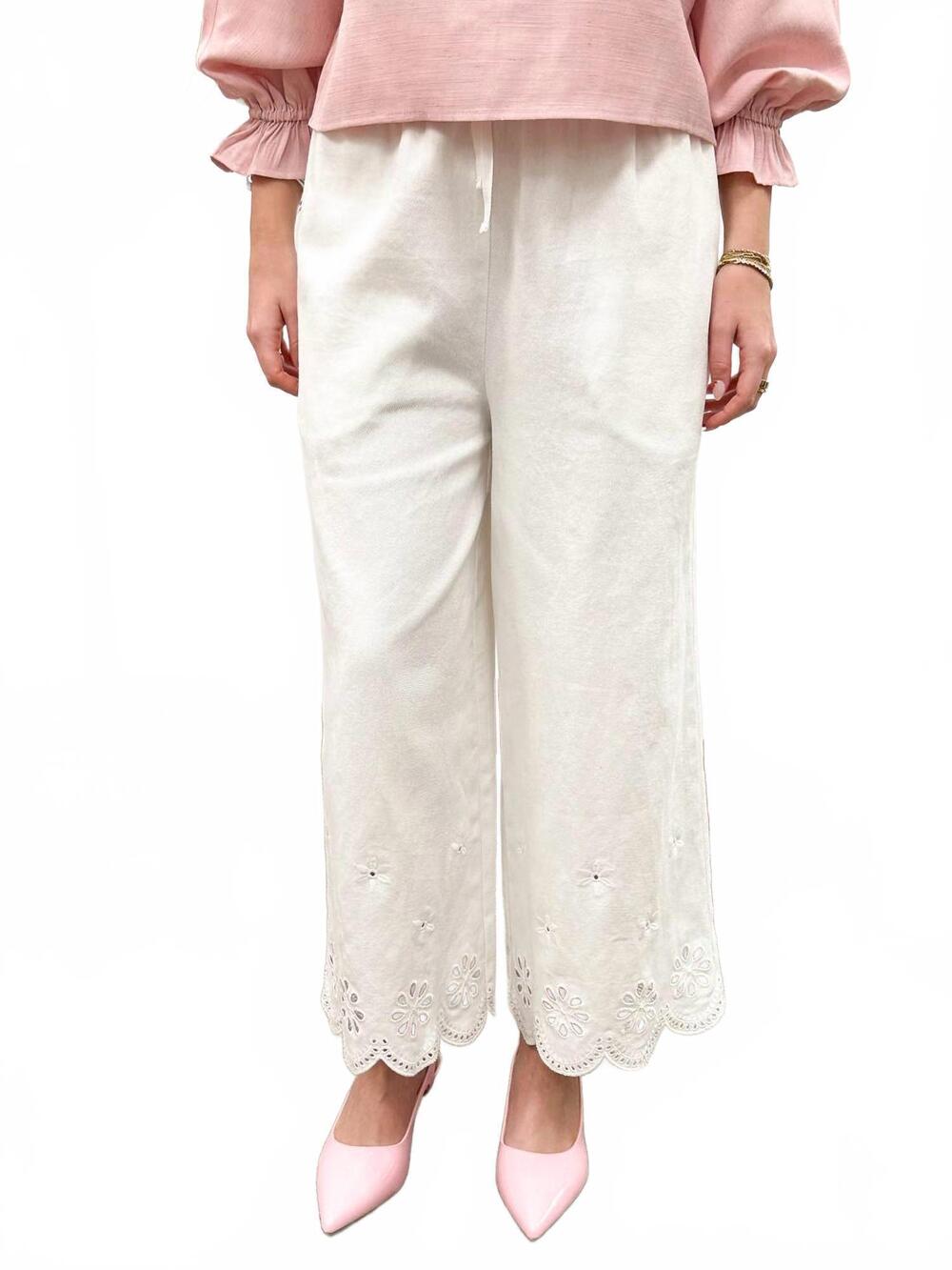NEW HEM & THREAD wide leg culotte pants in white